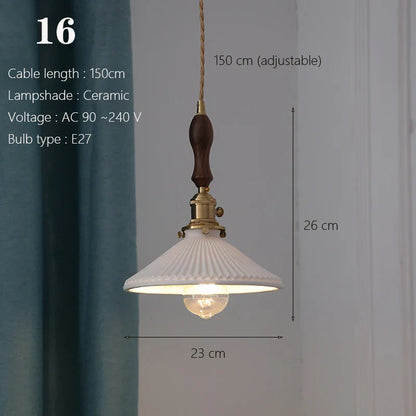 Japanese Ceramic Pendant Light With Copper Finish
