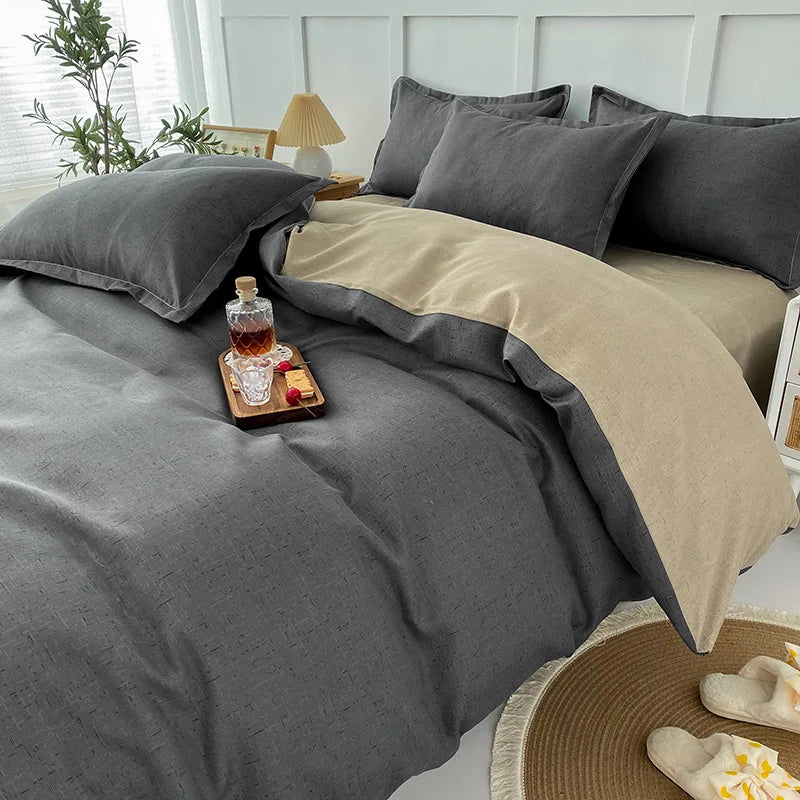 Decorbites™ Geometrisches Blumenmuster-Bettwäsche-Set mit Steppdecke, Bettbezug, Laken und Kissen