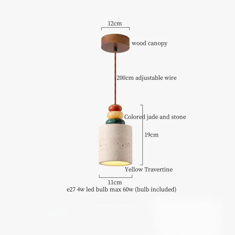 Decorbites™ Glas-Stein-LED-Pendantleuchten - Gelber Travertin Vintage-Hängeleuchte