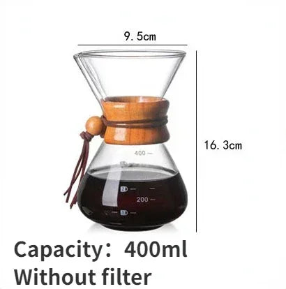 Decorbites™ Glas-Kaffeekanne mit Stahlsieb-Tropffilter für Barista-Pour-Over