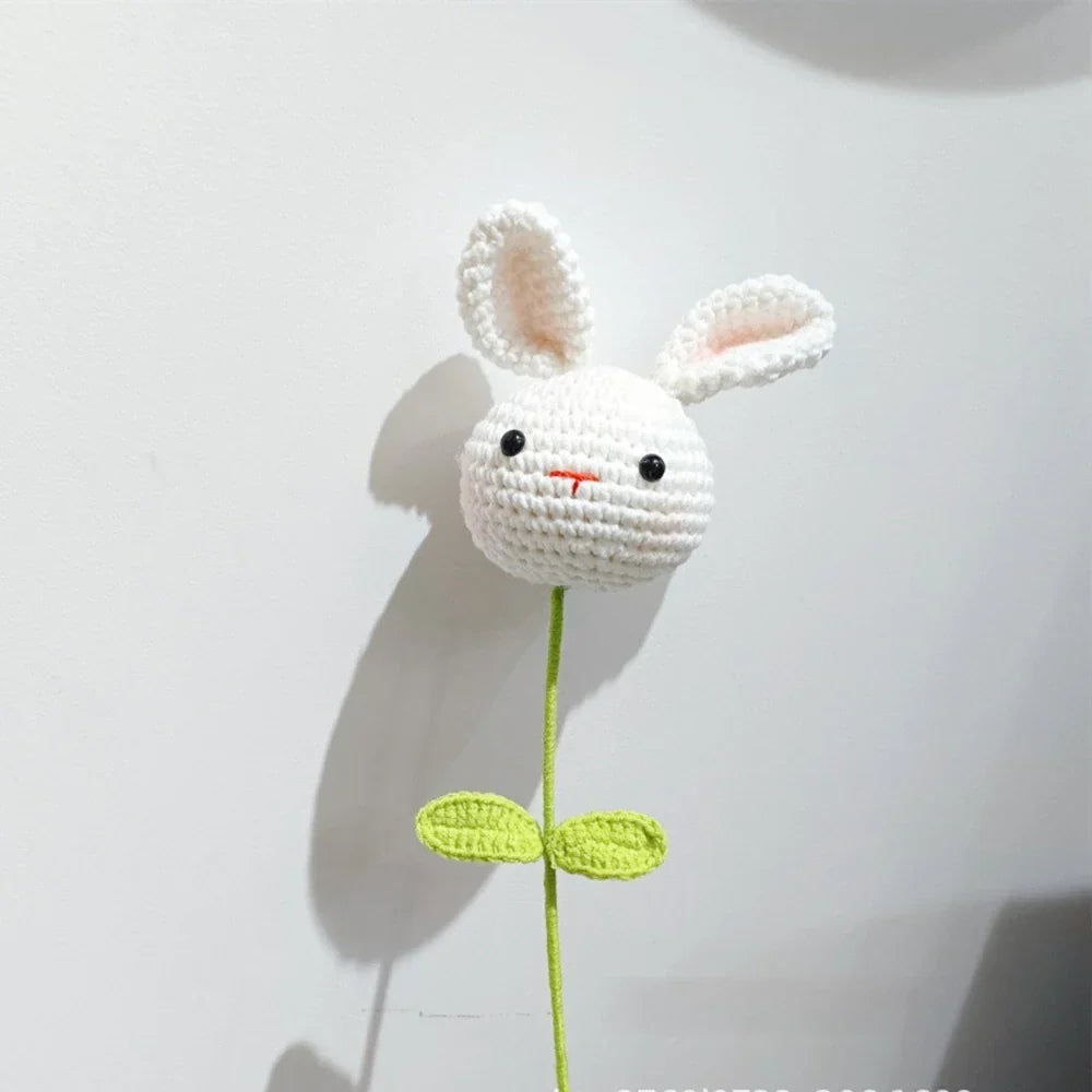 Decorbites™ Gestricktes Sonnenblumen- & Hasen-Bouquet: Handgefertigte Häkel-DIY-Heimdekoration & Geschenk