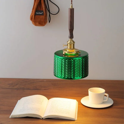 Decorbites™ Grüne Glas-LED-Pendantlampen, Walnuss-Kupfer Moderne Hängeleuchten