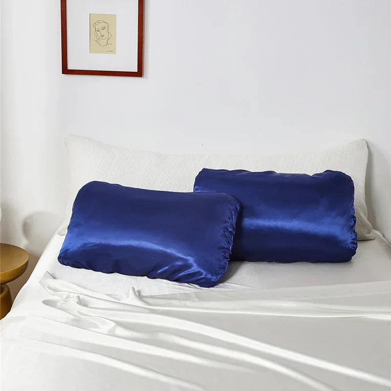 Decorbites™ Imitations-Seiden-Elastikband-Kissenbezug Queen King Größe Glatter Satin Luxus-Bettwäsche