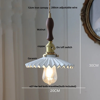 Decorbites™ Braune Holz LED-Hängeleuchte Keramik Nordisches Lichtarmatur