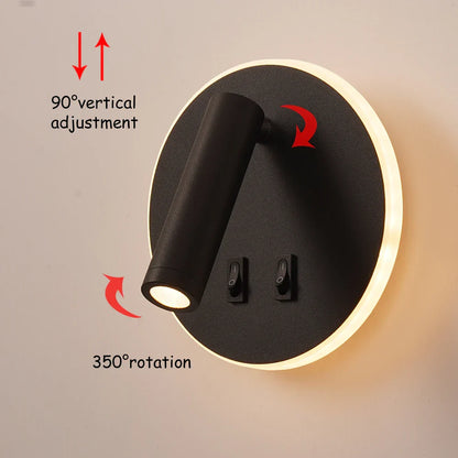 DecorBites™ Adjustable Wall Lamp for Bedroom, Study, or Reading - 350° Rotation, Switch Included