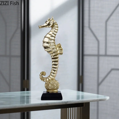 Decorbites™ Vergoldete Meerjungfrau-Statue Harz-Skulptur Raumdekoration Meeresorganismus-Ornament