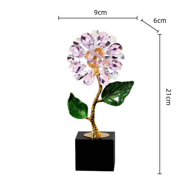 Decorbites™ Kristall-Sonnenblume Metallskulptur Heimdekoration Figur Glas-Handwerkskunst