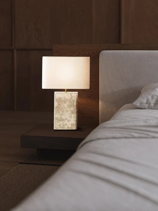 Decorbites™ Große Braune Steinformige Stoff-Tischlampe für die Heimdekoration im Wohnzimmer oder Schlafzimmer