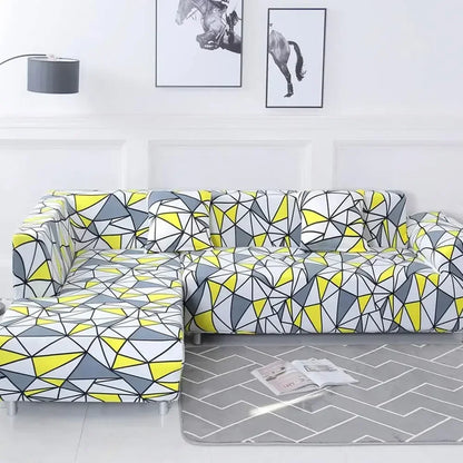 Decorbites™ Geometrische Dehn-Sofabezug Schutzhülle | Couchenschutz | L-förmiger Sofabezug
