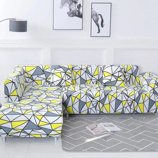 Decorbites™ Geometrische Dehn-Sofabezug Schutzhülle | Couchenschutz | L-förmiger Sofabezug
