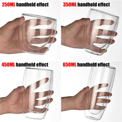 Decorbites™ Doppelwandige Borosilikatglas-Tasse hitzebeständiger Tee-Kaffee-Becher