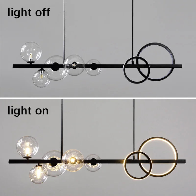 DecorBites™ Glass Ball Pendant Chandelier: Scandinavian LED Light for Kitchen Dining Table