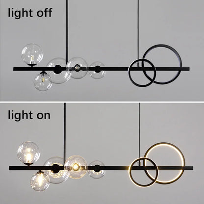 DecorBites™ Glass Ball Pendant Chandelier: Scandinavian LED Light for Kitchen Dining Table