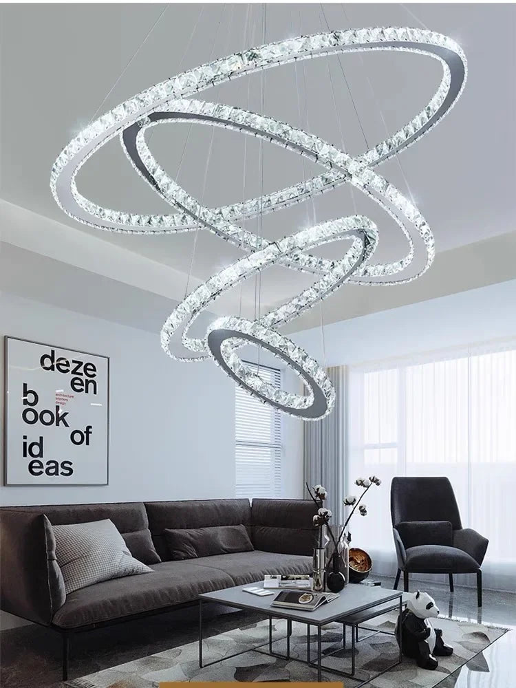 Decorbites™ Kristallringe LED-Kronleuchter, Chrom-Lustre Deckenpendant für das Wohnzimmer