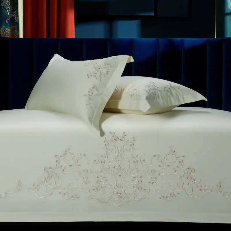 Decorbites™ Elegante Blumenstickerei 1000TC Ägyptische Baumwoll-Bettwäsche-Set Heimtextilien