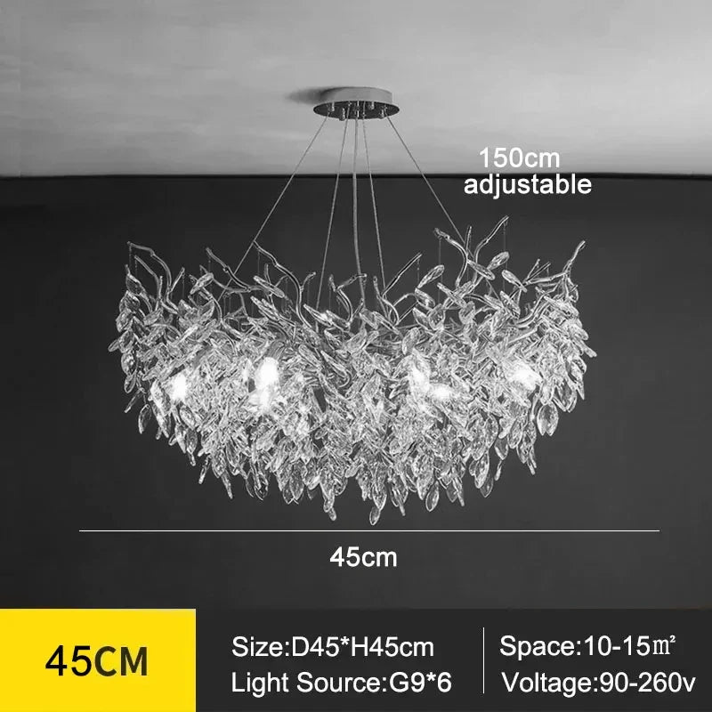 Modern Silver Crystal Chain Pendant Chandelier