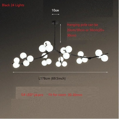 DecorBites™ Glass Balls Tree Branches Chandelier, Nordic LED Ceiling Light