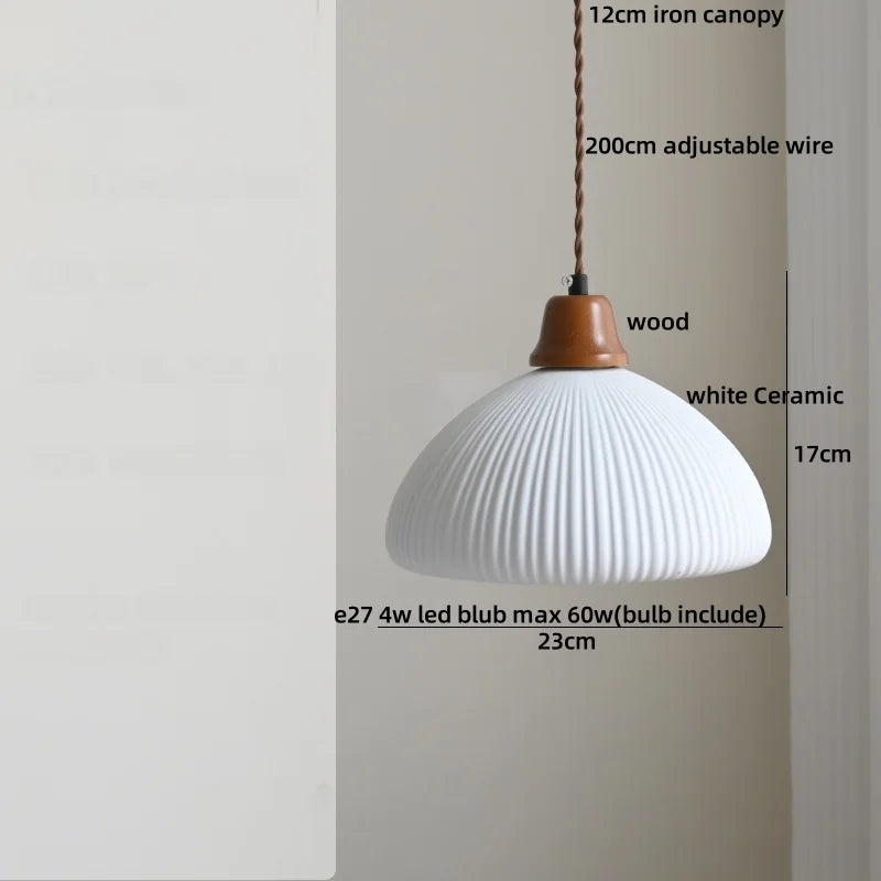 Decorbites™ Braune Holz LED-Hängeleuchte Keramik Nordisches Lichtarmatur