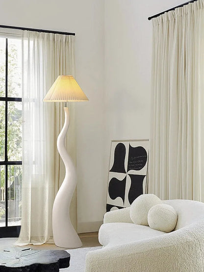 DecorBites™ Cream Resin Floor Lamp LED E27 for Stylish Living Room Decor & Lighting