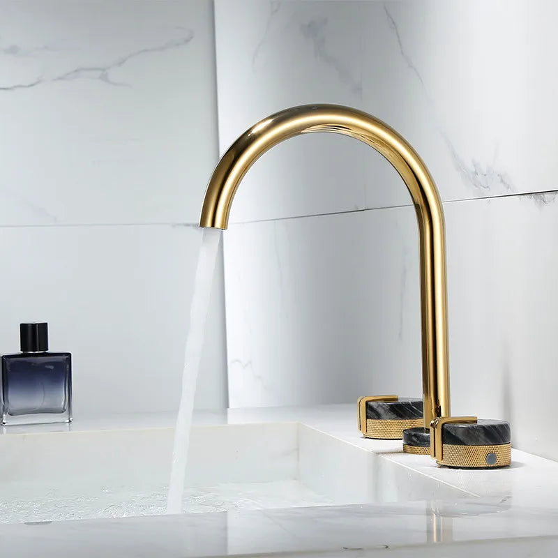 Gold Marble Widespread Faucet