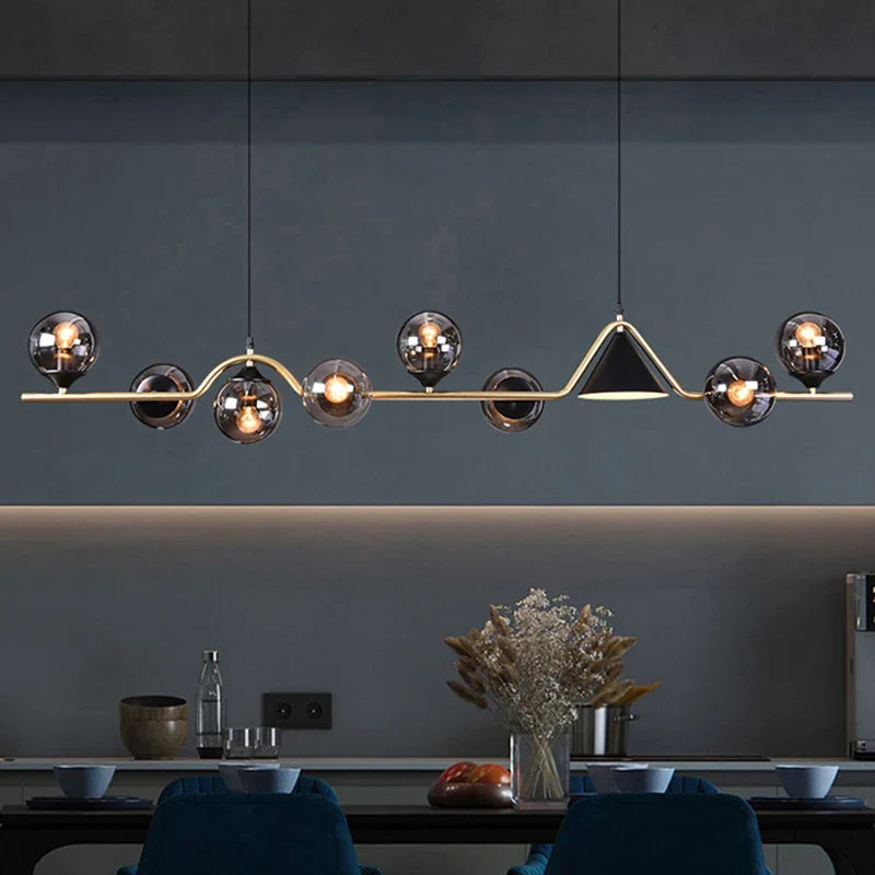 Nordic Glass Globe Pendant Chandelier in Smoky Grey