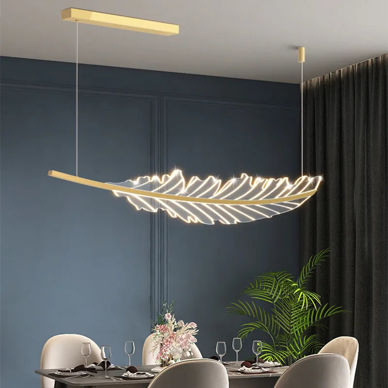 Decorbites™ Blattförmige Goldene Kronleuchter für Wohnzimmer, Esszimmer, Küche und Café
