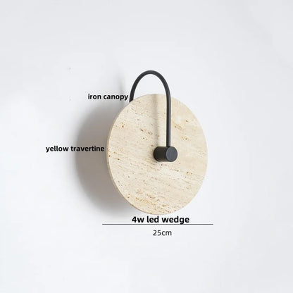 DecorBites™ LED Wall Lights Yellow Travertine Stone Modern Bedside Lamp