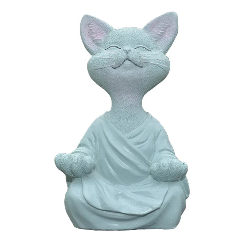 Decorbites™ Schwarze Buddha-Katzen-Figur Meditation Yoga Sammlerstück - Kunstskulptur für Heimdekoration