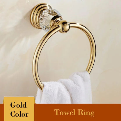 DecorBites™ Crystal Bathroom Towel Rack: European Style Hardware Bath Organizer