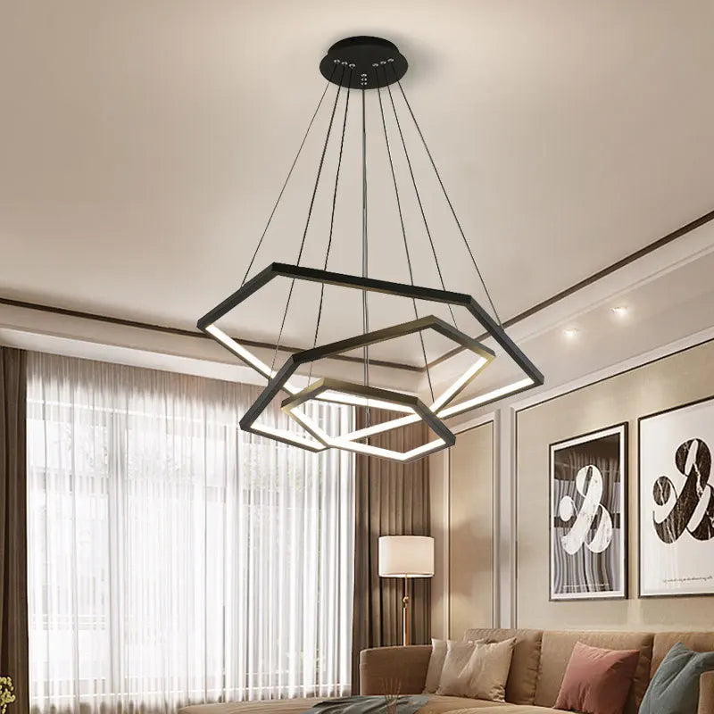 Decorbites™ Sechseckige Aluminium LED Hängelampe dimmbar minimalistischer Kronleuchter für Wohnzimmer Schlafzimmer