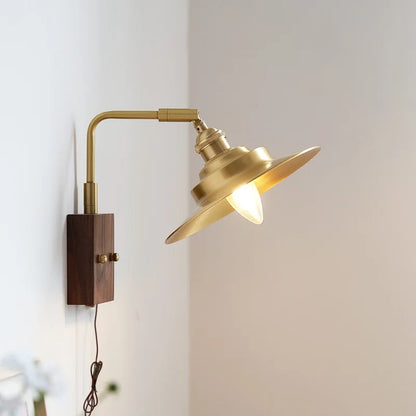 Decorbites™ LED-Wandleuchte aus Walnussholz, drehbar, Kupfer-Nachttischlampe