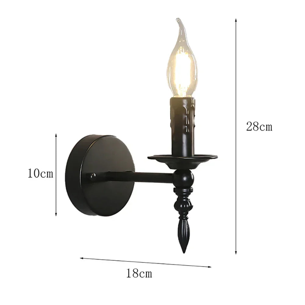 Decorbites™ Eisenkunst-Wandlampe: Retro-Schwarze Kerzen-LED-Wandleuchten für Wohnzimmer, Nachttisch & Flur