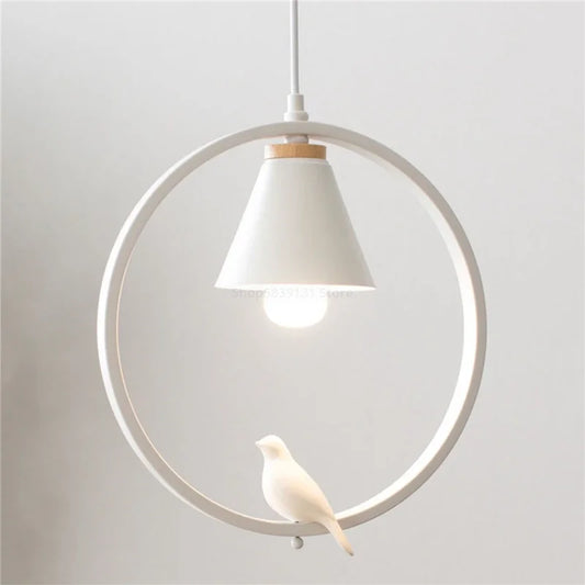 DecorBites™ Iron Ring Pendant Lights Children Bedroom Hanging Lamps LED Bird Fixtures