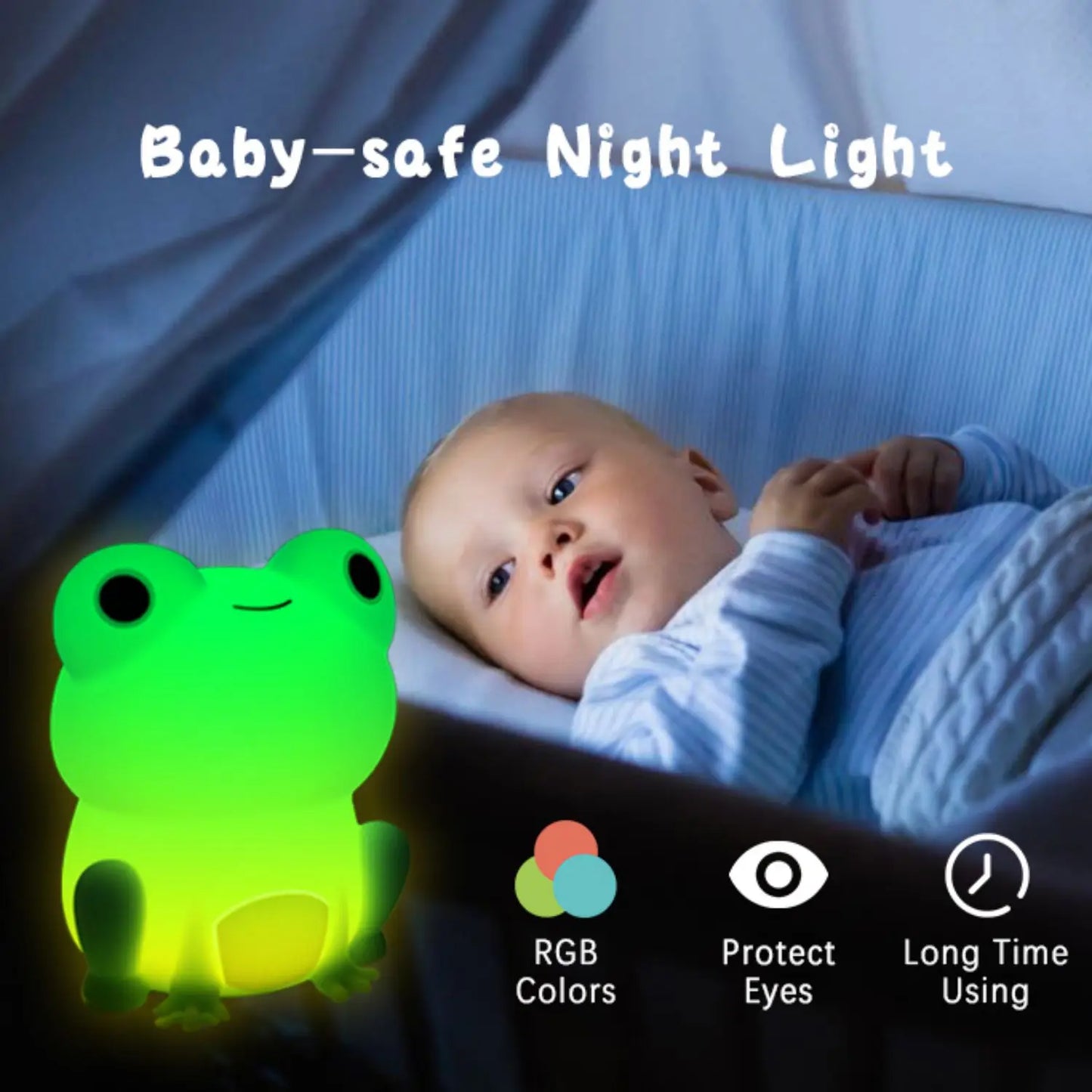 Decorbites™ Frosch-Nachtlicht: Weiches Silikon-Abblendbares Lampenlicht für Kinder, wiederaufladbar mit farbigem Licht