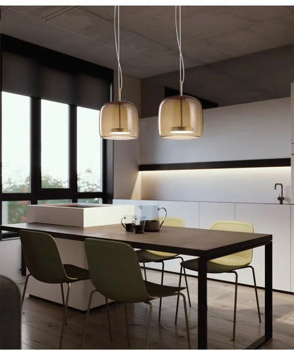 Nordisches Restaurant-Pendant-Licht, modernes Luxus-Bar-Tresen, Café-Nachttisch-Einzelkopf-Glas-Kunst-Lichtarmatur