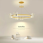 Gold Butterfly Crystal Chandelier For Living Room