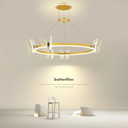 Decorbites™ Gold-Schmetterling-Kristall-Leuchter-Hängeampel für elegante Wohnzimmer- und Restaurantdekoration
