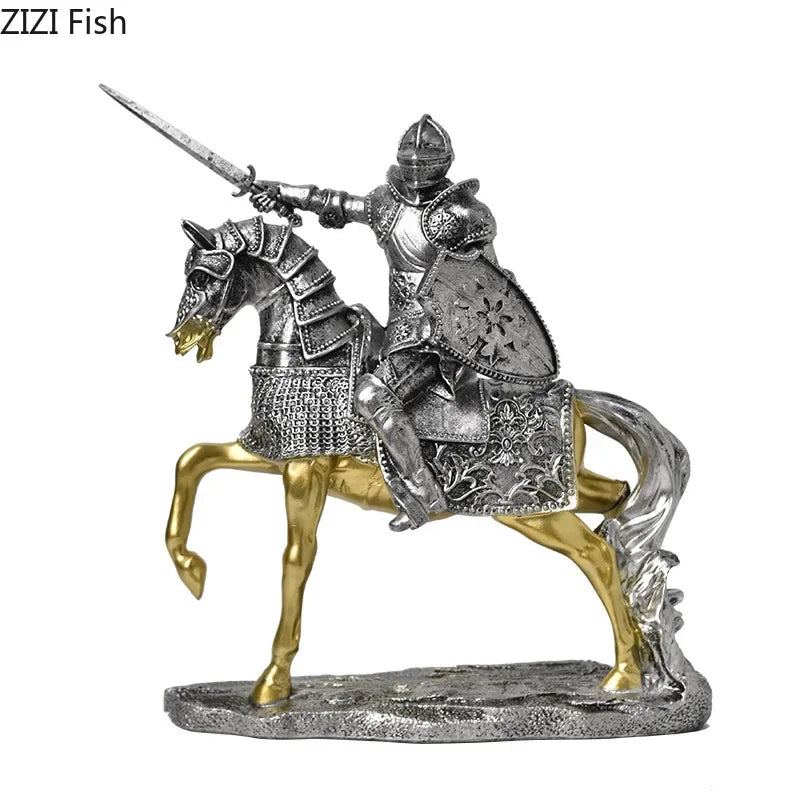 Decorbites™ Schwere gepanzerte Ritter-Harzstatue als Dekoration für Schreibtisch und Raumästhetik