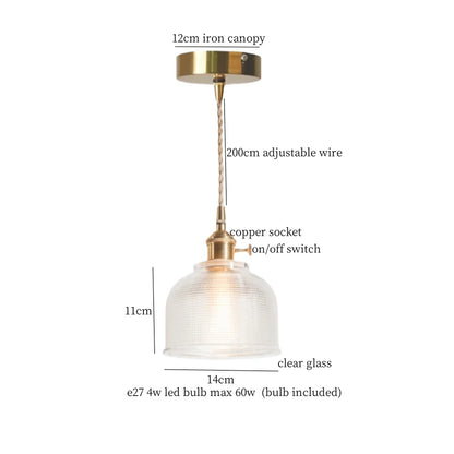 DecorBites™ Green Brass Glass LED Pendant Light for Kitchen Cafe Bar Loft Decoration