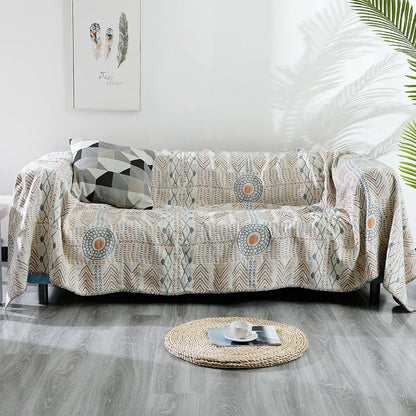 DecorBites™ Cotton Sofa Throw Blanket | Four Seasons Gauze Cushion Cover & Bedspread