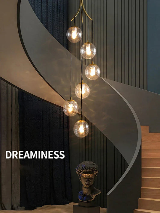 Decorbites™ Glas-Kugel-LED-Kronleuchter, moderner minimalistischer Loft-Villa-Treppenhaus-Dekor