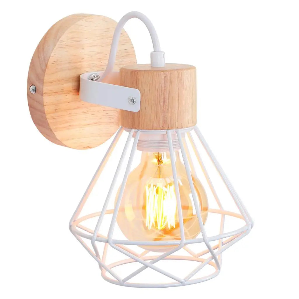 Decorbites™ Industrielle LED Holz Wandlampe E27 Retro Nachttischlampe Vintage Innenbeleuchtung