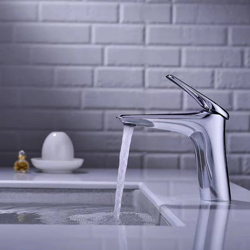 DecorBites™ Basin Faucet: Single Handle Mixer Tap in Black/Chrome/Grey/Gold with Hot Cold Water