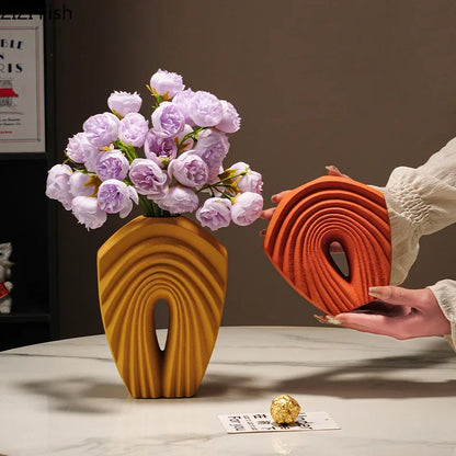 DecorBites™ Geometric Ceramic Vase Set for Modern Floral Arrangements