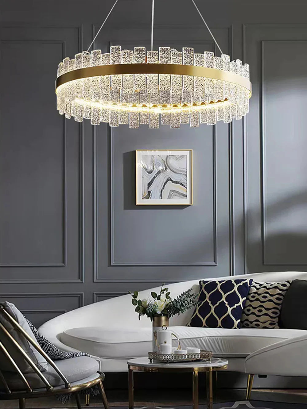 Decorbites™ Kristall-LED-Kronleuchter: Gold/Schwarz Luxus-Hängeleuchte für das Zuhause