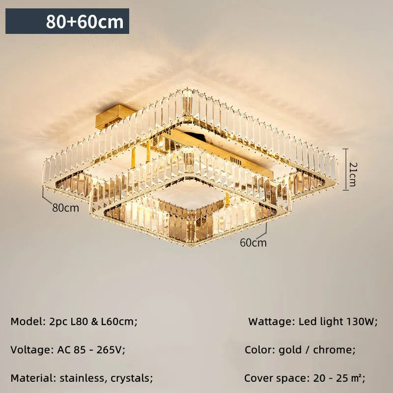DecorBites™ Crystal Ceiling Chandelier Dimmable LED Lights for Luxury Foyers and Bedrooms