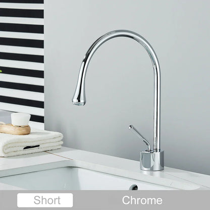 DecorBites™ Gold Tall Basin Faucet, 360 Swivel Waterfall Mixer for Bathroom Washbasin