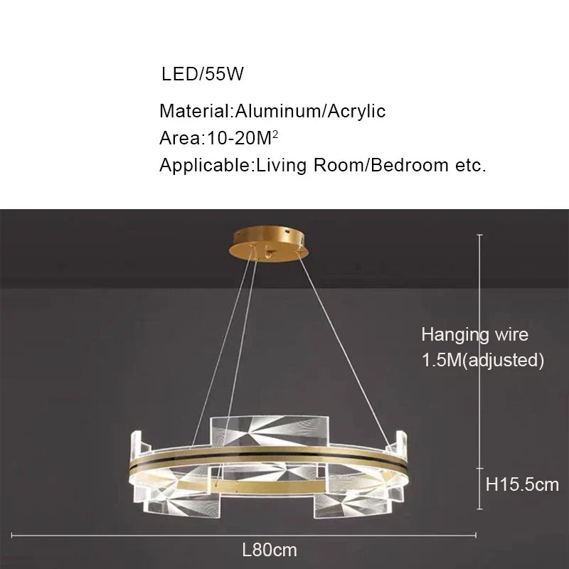 Gold LED Pendant Light Aluminum 80cm