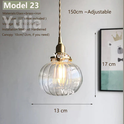 Vintage Green Glass Pendant Light With Brass Details