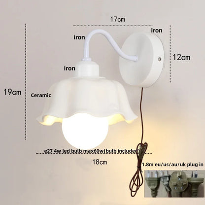 Decorbites™ Glas-Eisen-LED-Wandleuchte mit Zugschalter für Treppenbeleuchtung im Schlafzimmer